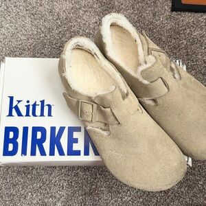 Kith SuedeLondon  Shearling-Lined Birkenstock in Taupe